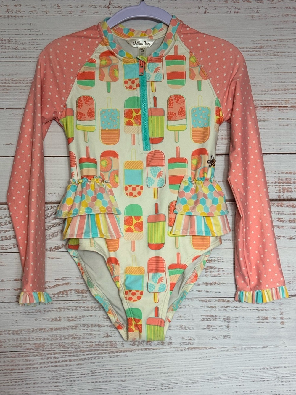 Matilda Jane Dream Chasers Dancing Popsicle Girls Rashguard Swimsuit size 6
